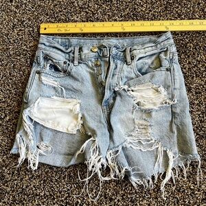 American Eagle Outfitters Distressed Blue Denim Shorts